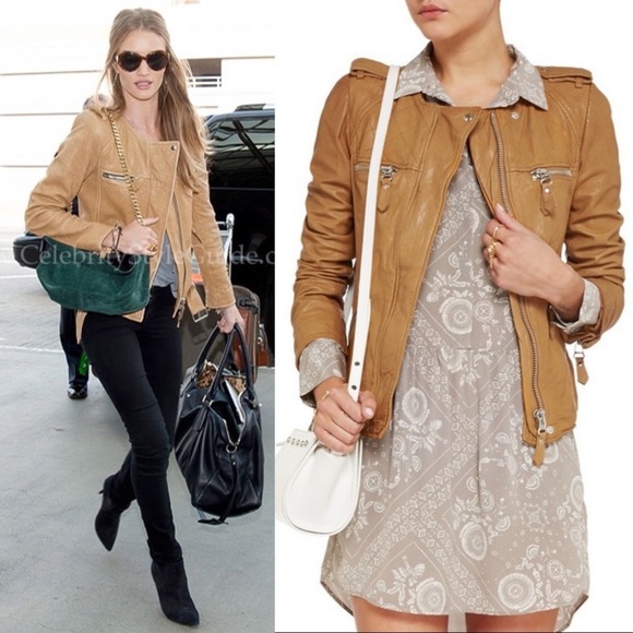 Isabel Marant Étoile Kady Quilted Lamb Leather Jacket Sand Cognac US4 Small - Picture 8 of 16